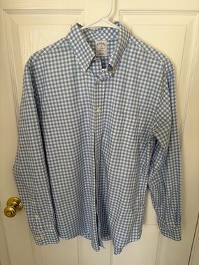 Brooks Brothers Light Blue & White Gingham Button-Down Shirt